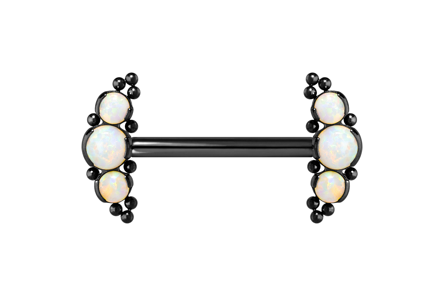 Titan Barbell Piercing mit Push Fit 3 SYNTHETISCHE OPALE + KUGELN